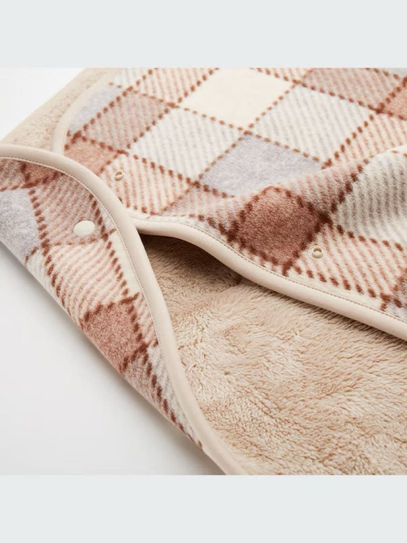 新品タグ付 UNIQLO フリース リバーシブル ブランケット 毛布 チェック