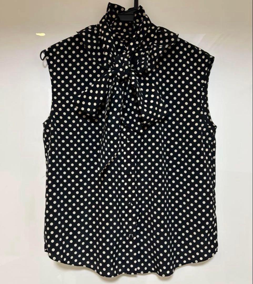 アルアバイル　ルルウィルビー デシンドットフリルボウタイノースリーブブラウス