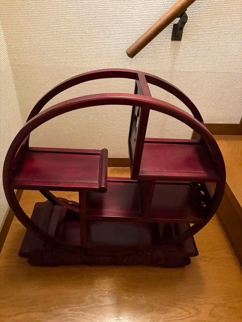 円形木製シェルフ　円形飾り棚　和風　　アンティーク調