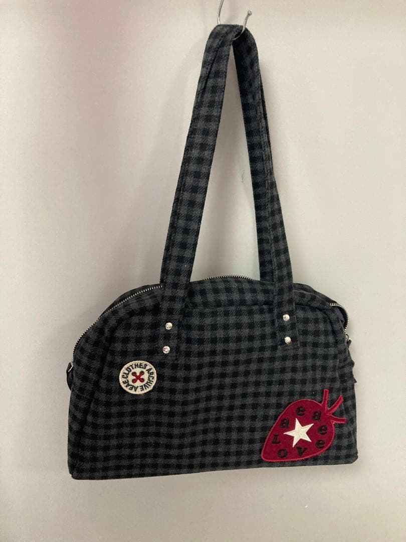 aeae ブラックチェック トートバッグ