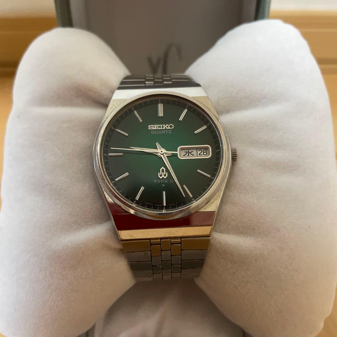 SEIKO グリーン文字盤 クォーツ腕時計TYPE2