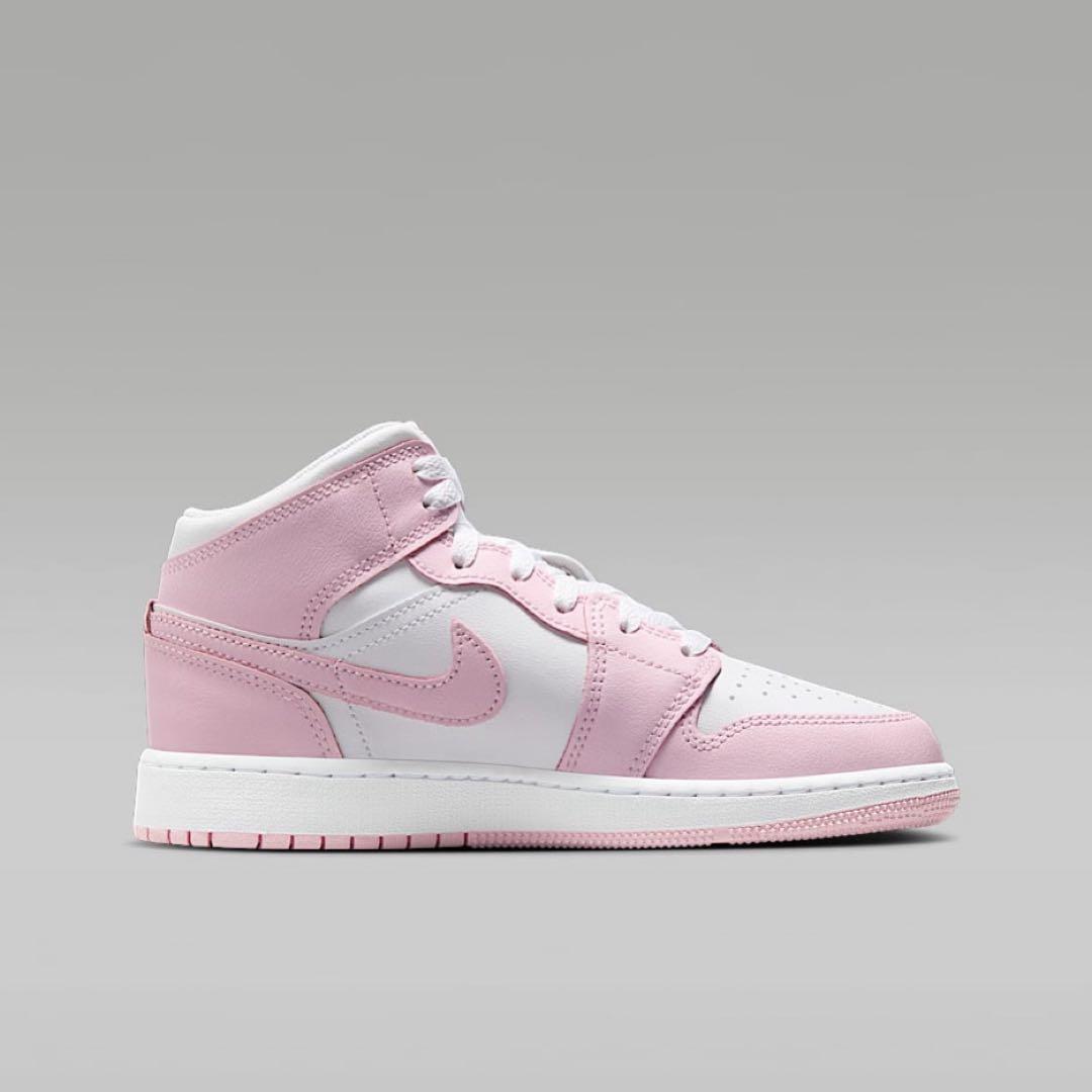 【新品23.5cm】NIKE エアジョーダン１MID GS ピンク/レッド