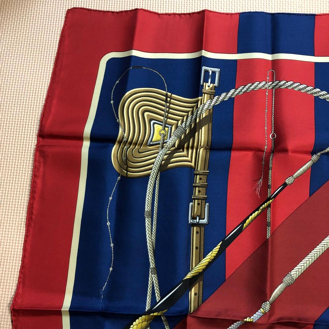 エルメス　カレ90 赤、紺　バンダナ　スカーフ