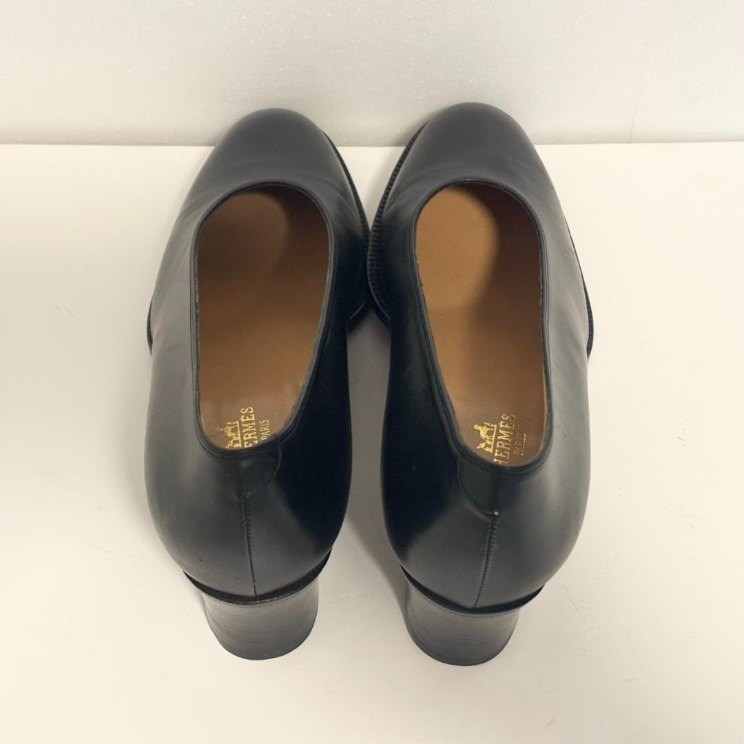 【ランクAB】HERMES パンプス 38.5 約25cm レザー ブラック