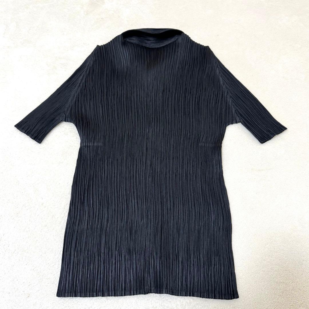 極美品✨PLEATS PLEASE プリーツ　半袖　黒色　シャツ　Lサイズ