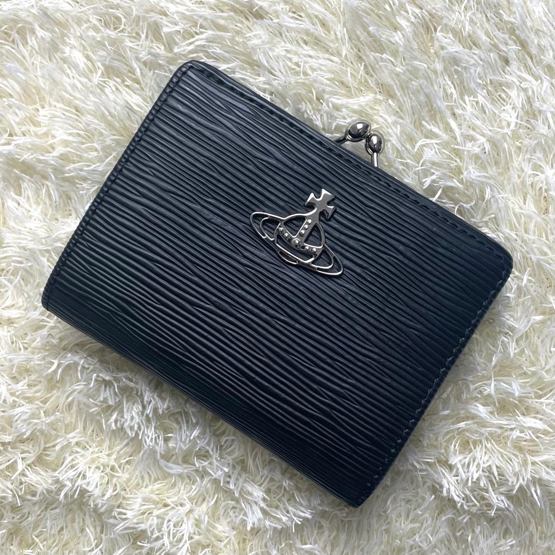 未使用に近い 付属品完備 ヴィヴィアンウエストウッド 二つ折り財布 ブラック