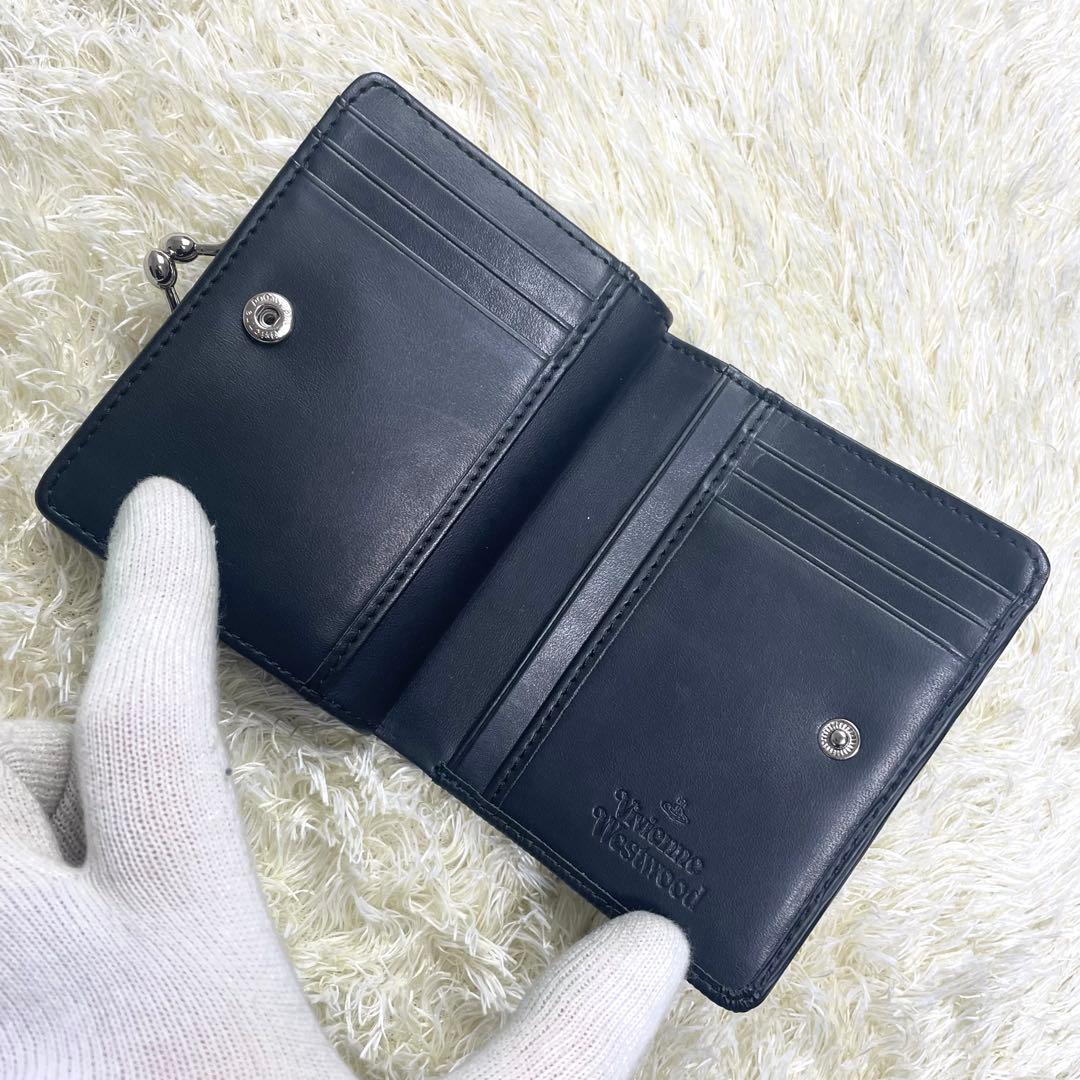 未使用に近い 付属品完備 ヴィヴィアンウエストウッド 二つ折り財布 ブラック
