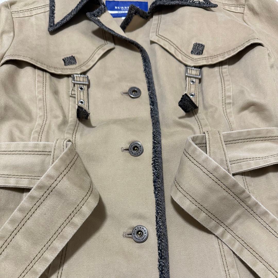 希少 レア バーバリー ブルーレーベル 牛革 コート ロゴ 三陽商会 ジャケット