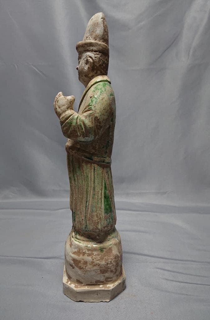 コレクター収集品　中国　唐三彩　立像　36.5cm