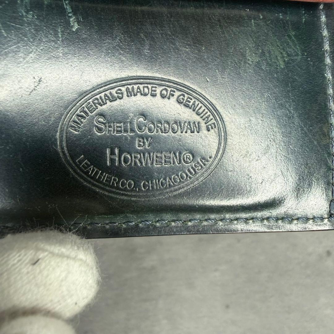 【訳アリ品】GANZO シェルコードバン2 ２つ折り財布 小銭入れ付き ネイビー