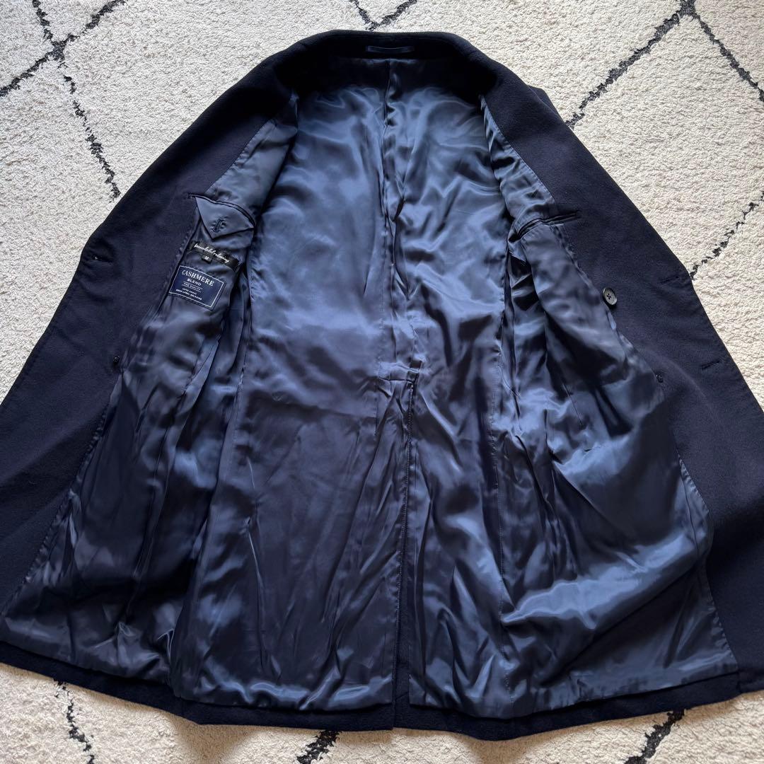 グリーンレーベルリラクシング　ダブルチェスターコート　カシミヤ混　ネイビー　M