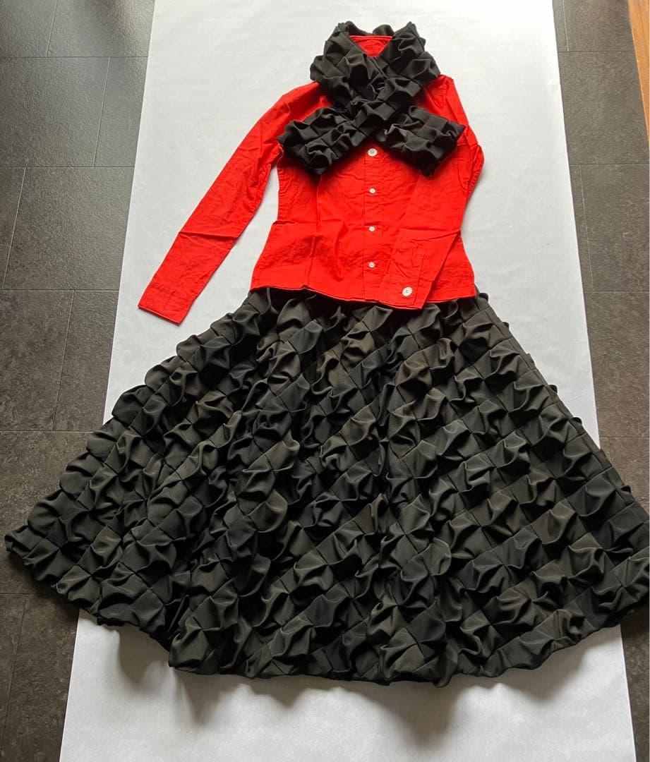 着物リメイク　総パッチワーク　変形　スカート　マフラー