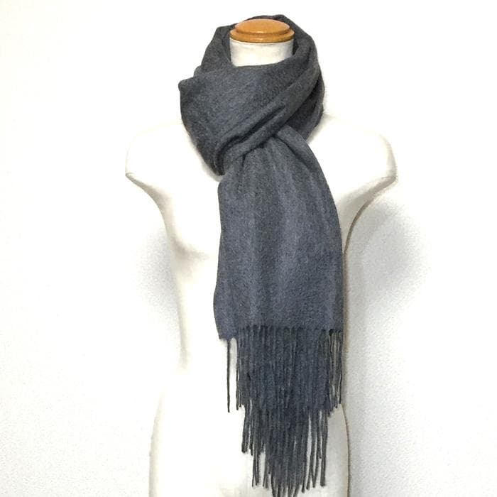 ラスト1枚値下超大判 100% カシミヤストールマフラー70㎝×200CGY新品