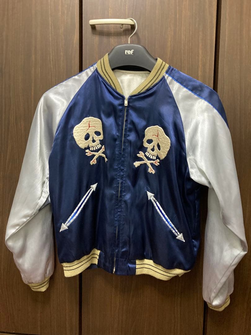 スカジャン 骸骨刺繍 ネイビー