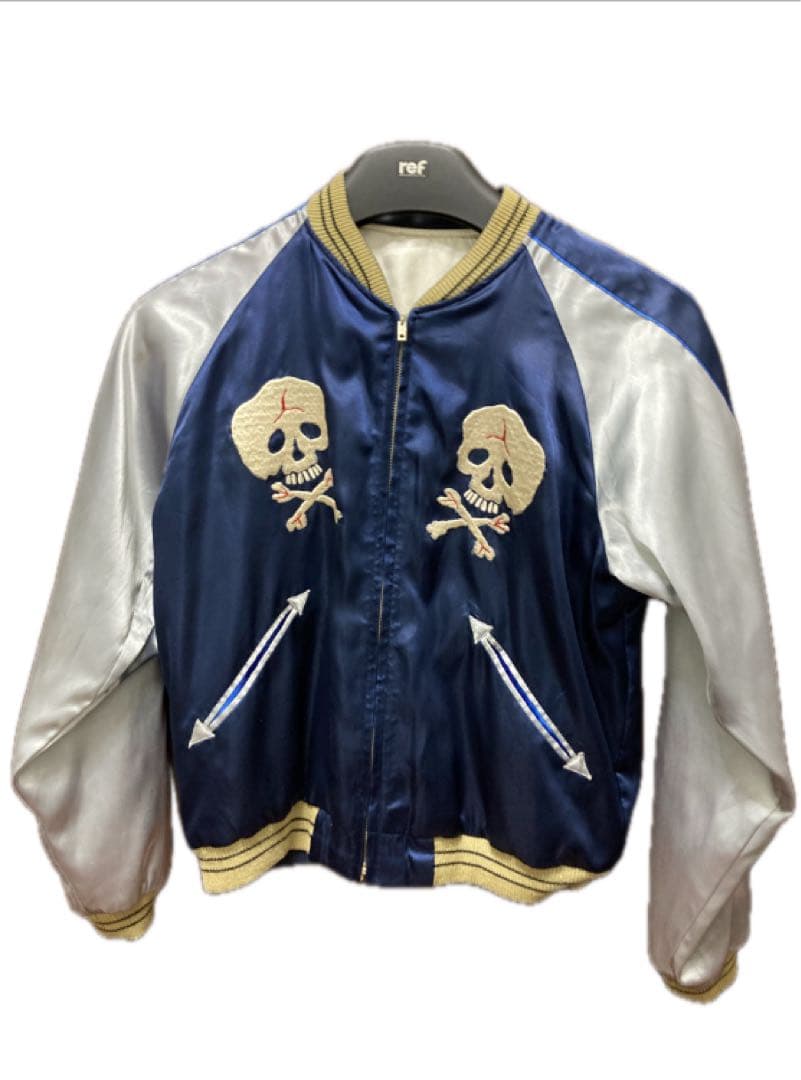 スカジャン 骸骨刺繍 ネイビー