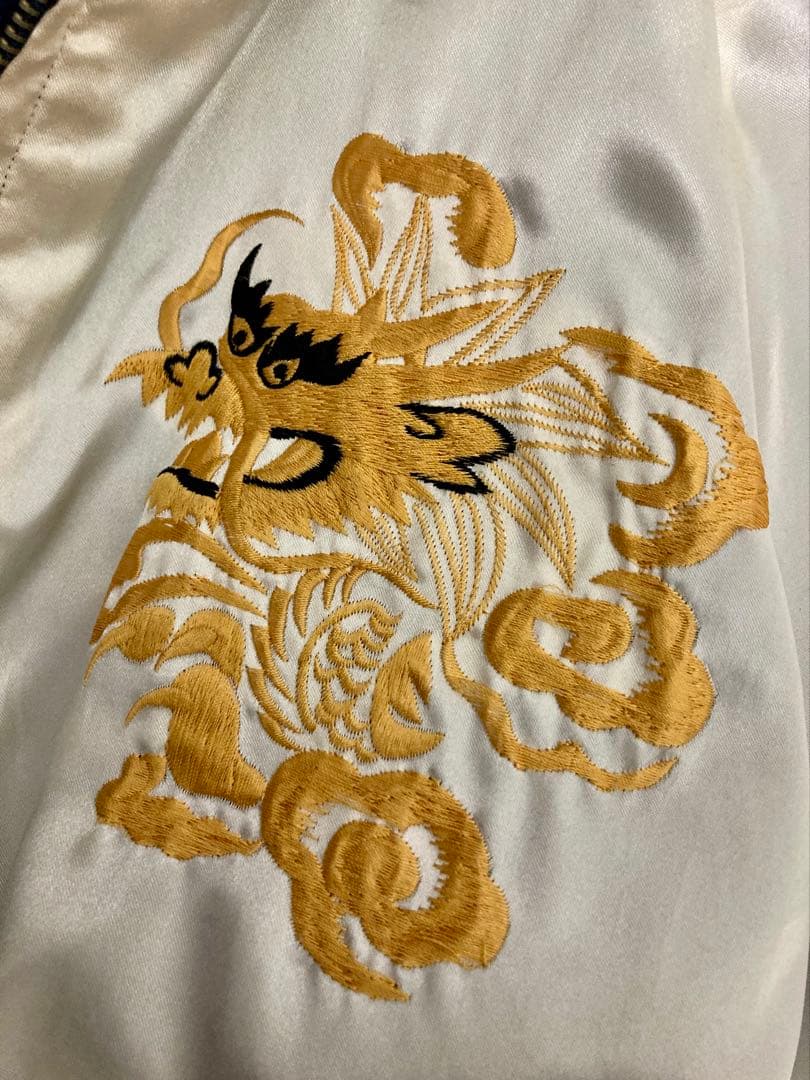 スカジャン 骸骨刺繍 ネイビー