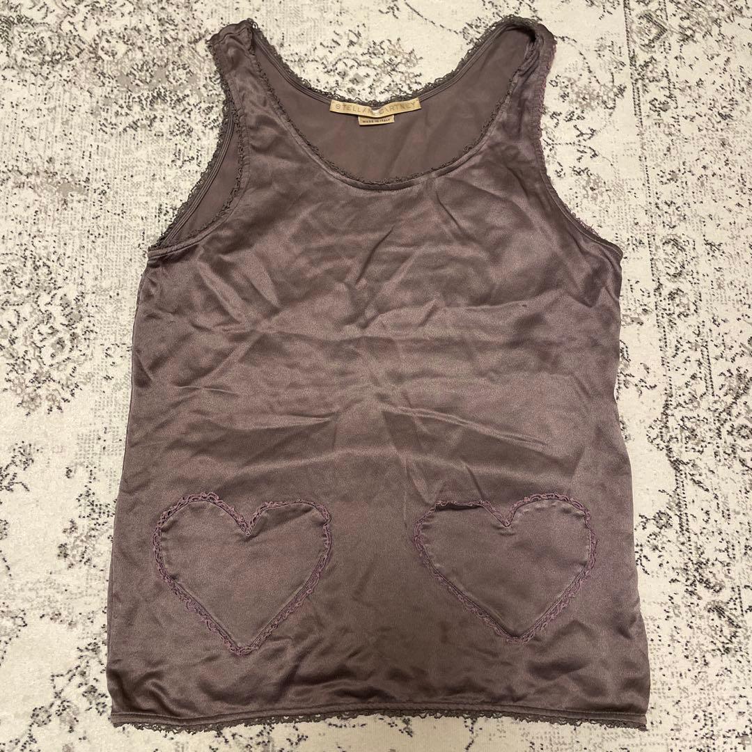 ステラマッカトニーブラウンシルクタンクトップブラウス