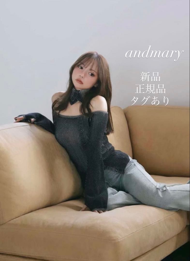 トップス andmary Nell knit neckwarmer tops black