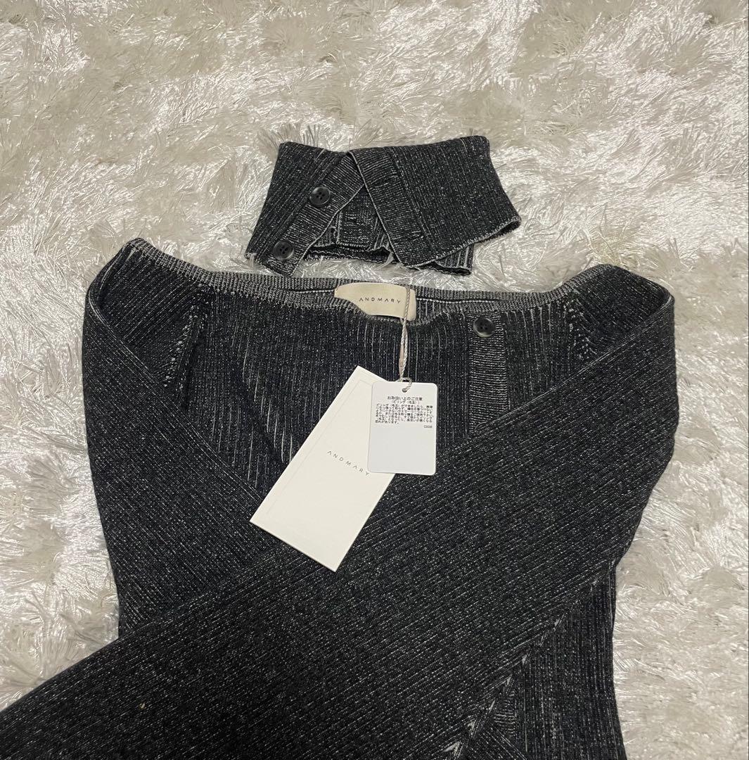 トップス andmary Nell knit neckwarmer tops black