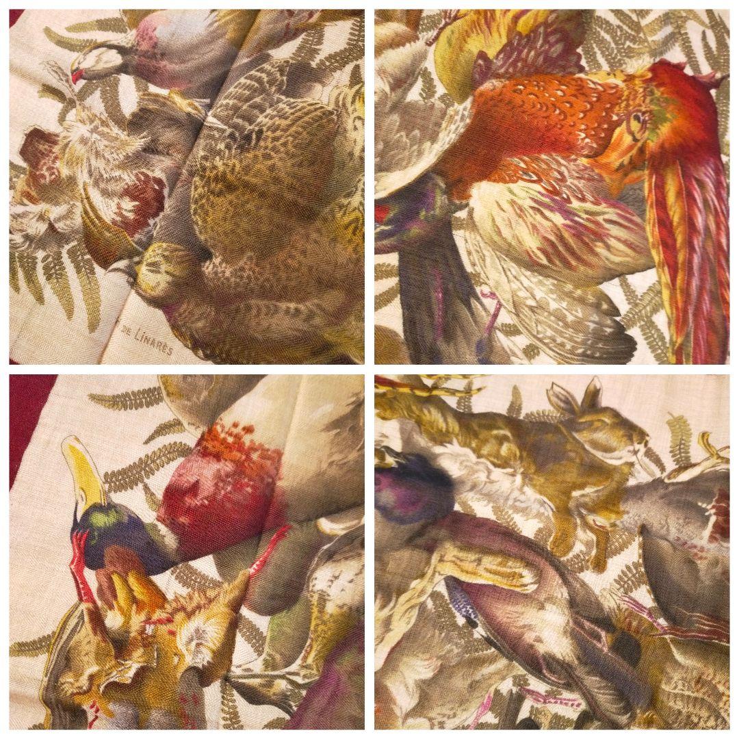 ☘️希少☘️カシミヤ エルメス　GIBIERS　狩猟の鳥獣　カレ90