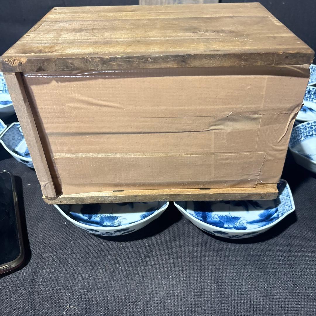 古伊万里 舟形唐山水図 八角形皿 20枚セット