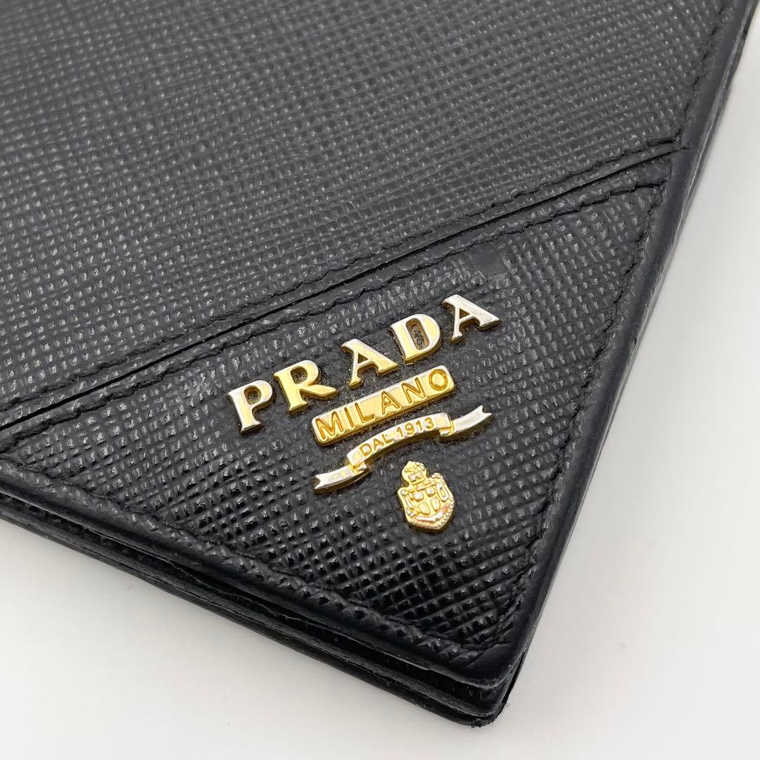 正規品 PRADA プラダ マネークリップ 折り財布 サフィアーノ 付属品完備