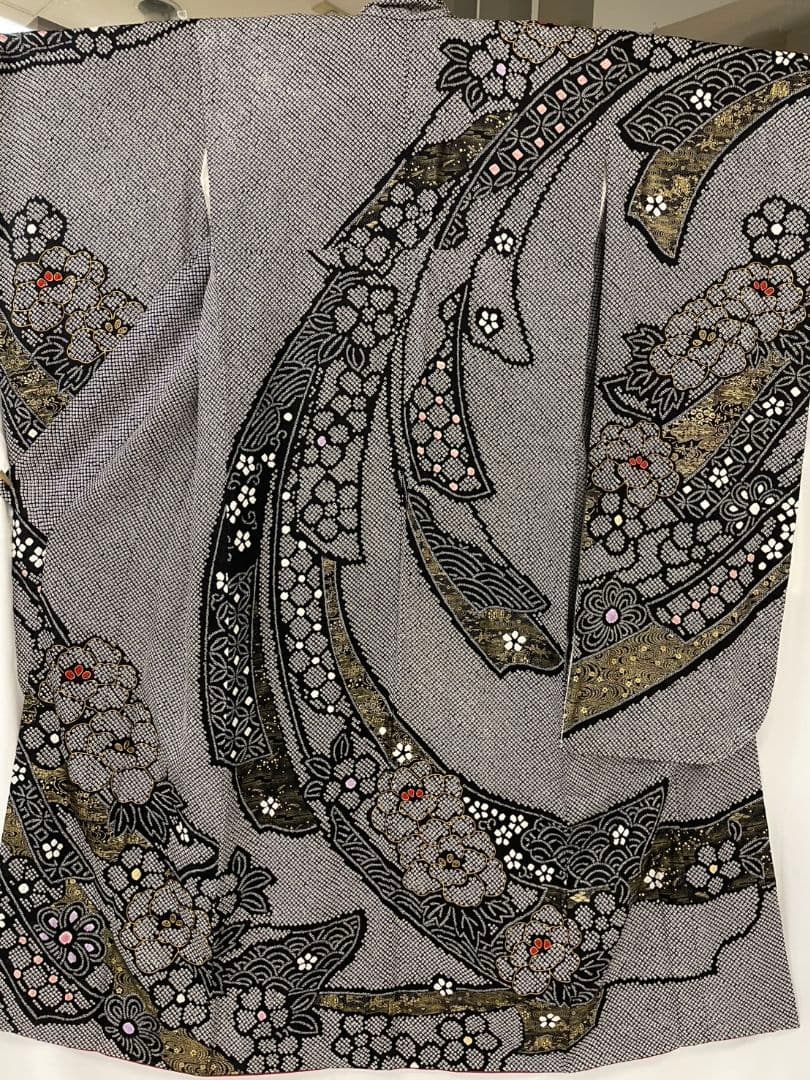 売約済み【WA-Modern】★★正絹モノトーン総絞り振袖フルセット★★