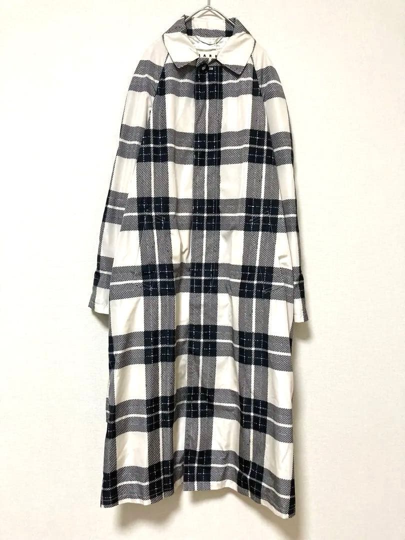 マルニ　チェック　プリント　総柄　ステンカラーコート メンズ　ジャケット　46