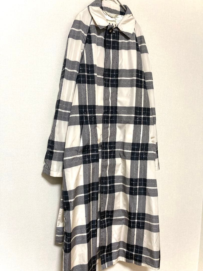 マルニ　チェック　プリント　総柄　ステンカラーコート メンズ　ジャケット　46