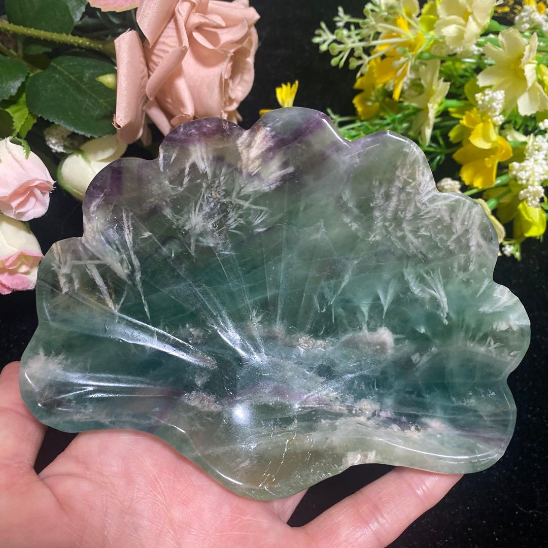 エンジェルフェザーフローライト シェルカービング お皿