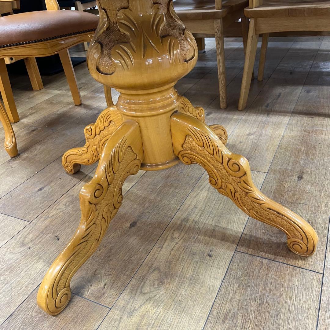 イタリア高級象嵌細工 ラウンドダイニングテーブル（直径110cm）猫脚