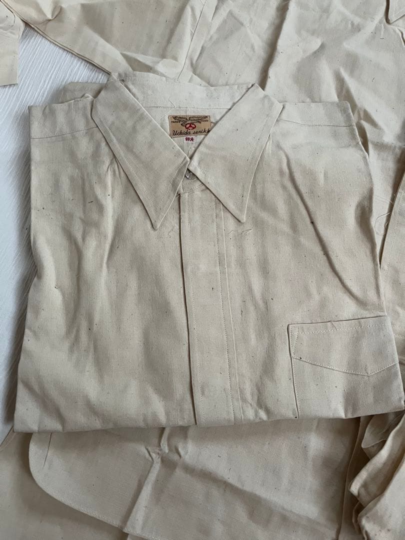 明治 大正 昭和初期 戦前 戦中 戦後 国民服 襟付木綿シャツ 作業着 貝釦