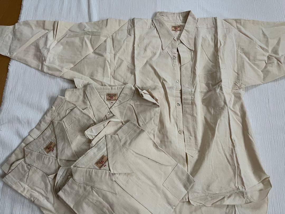 明治 大正 昭和初期 戦前 戦中 戦後 国民服 襟付木綿シャツ 作業着 貝釦