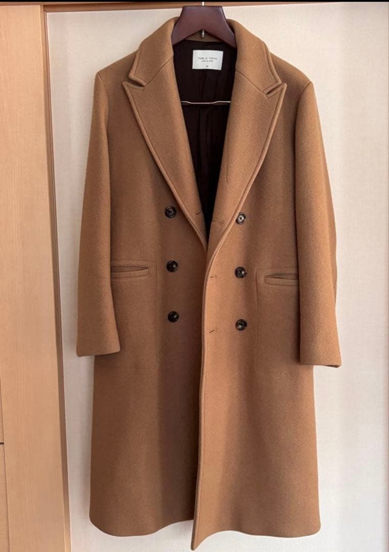 PUBLIC TOKYO ダブルブレスト チェスターコート S140メルトン