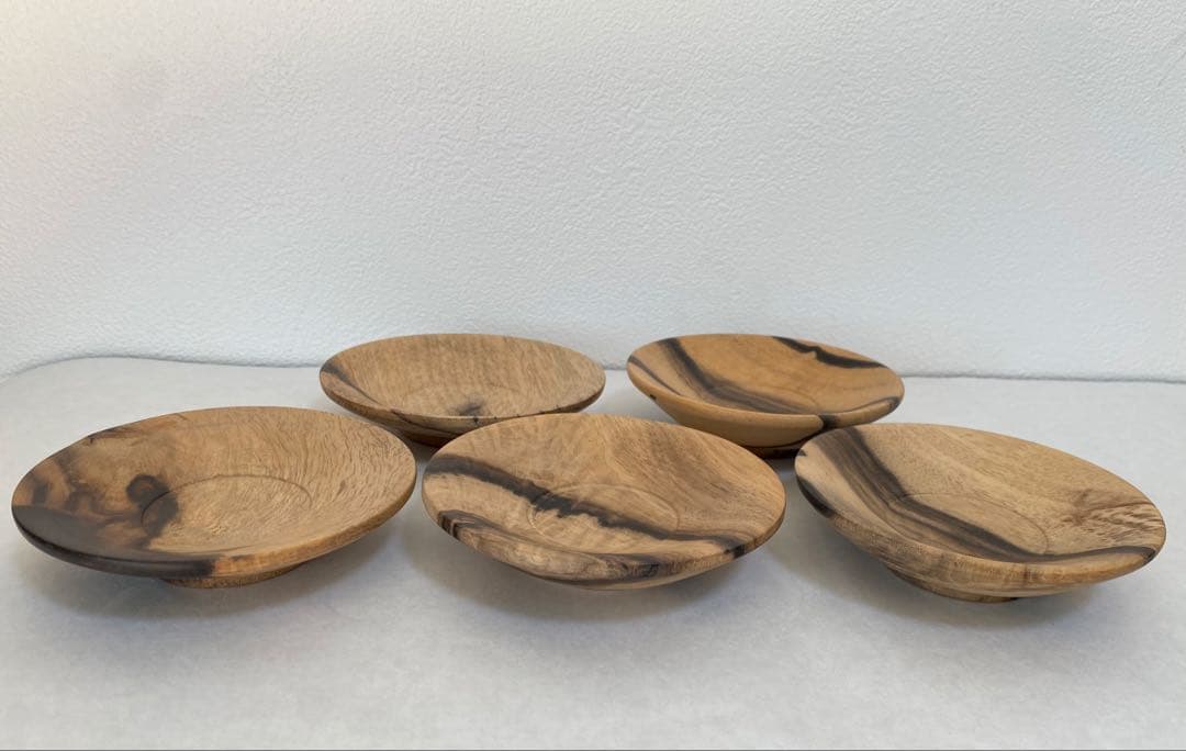 黒柿茶托 5客と茶入れのセット