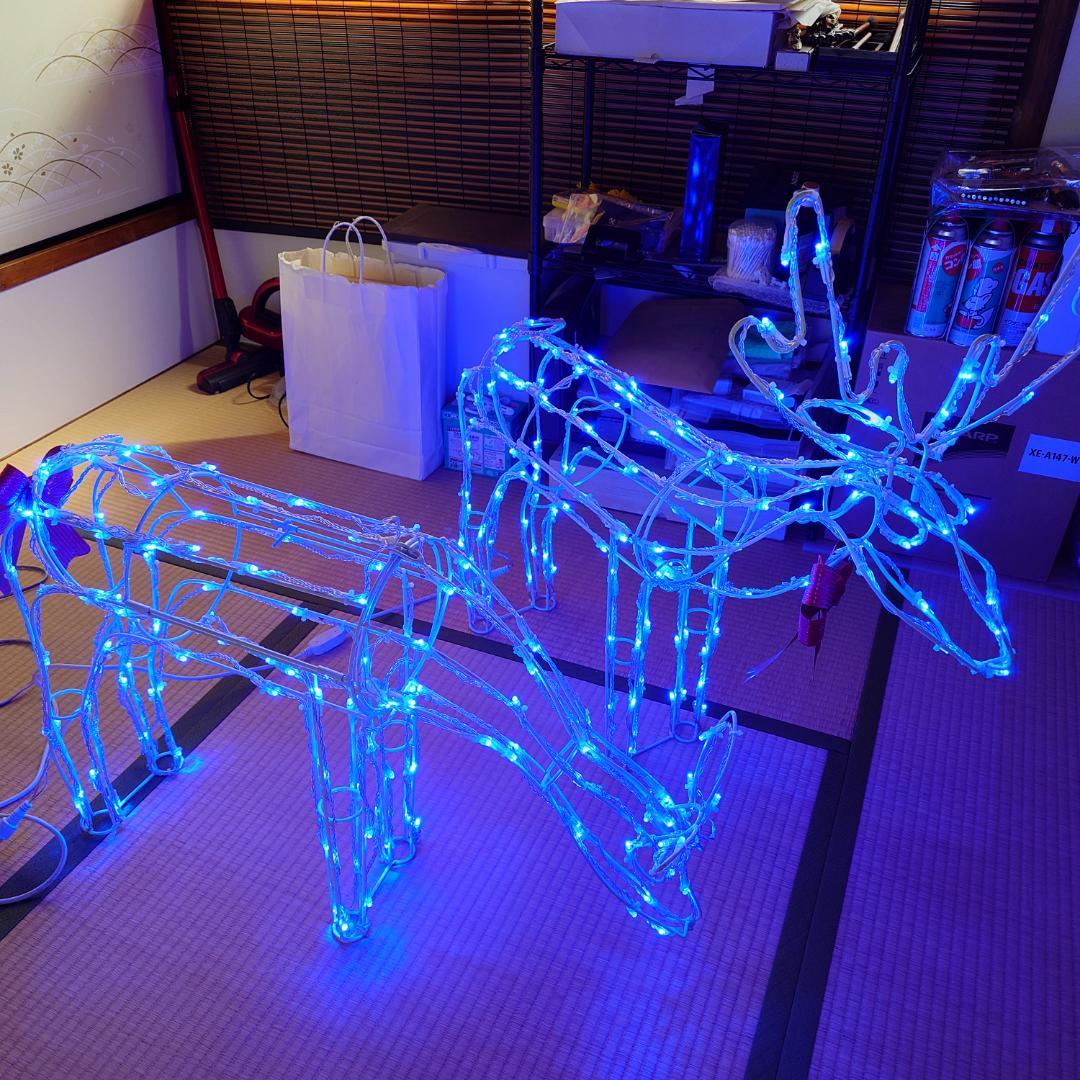 【再値下げ】 クリスマス トナカイ 青色 LED イルミネーション 2体セット