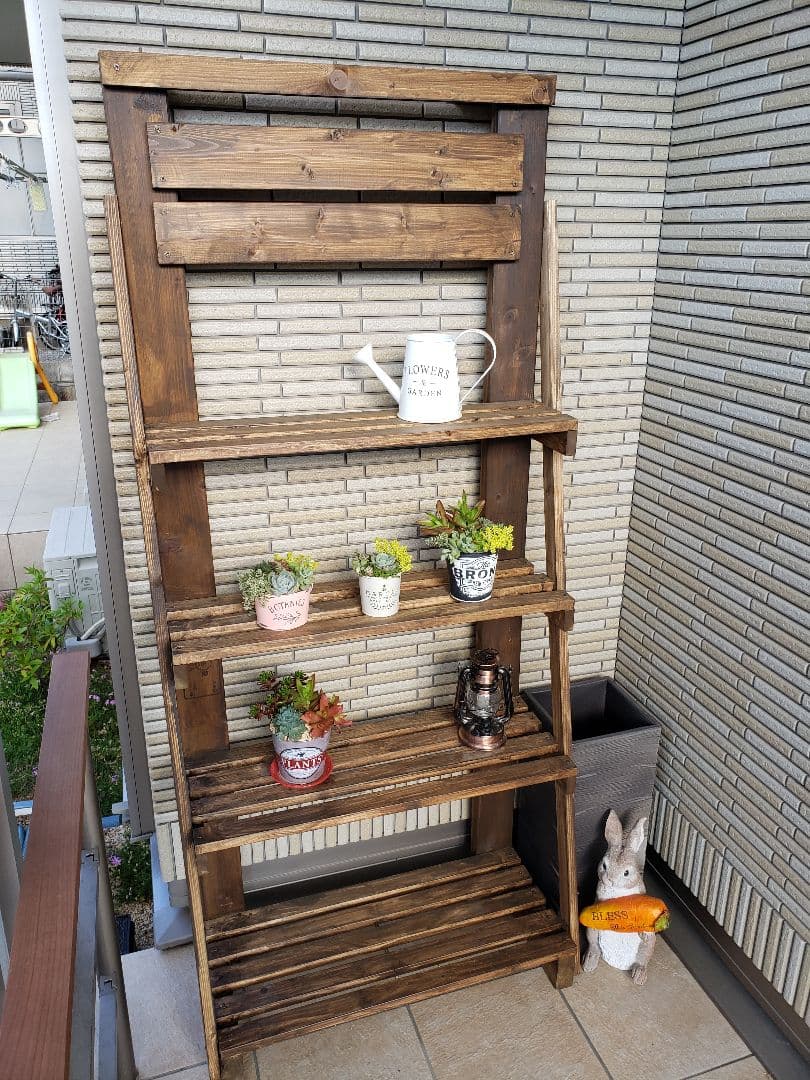 高さ170幅75奥行35  ガーデンシェルフ　ウォールナット　棚　観葉植物