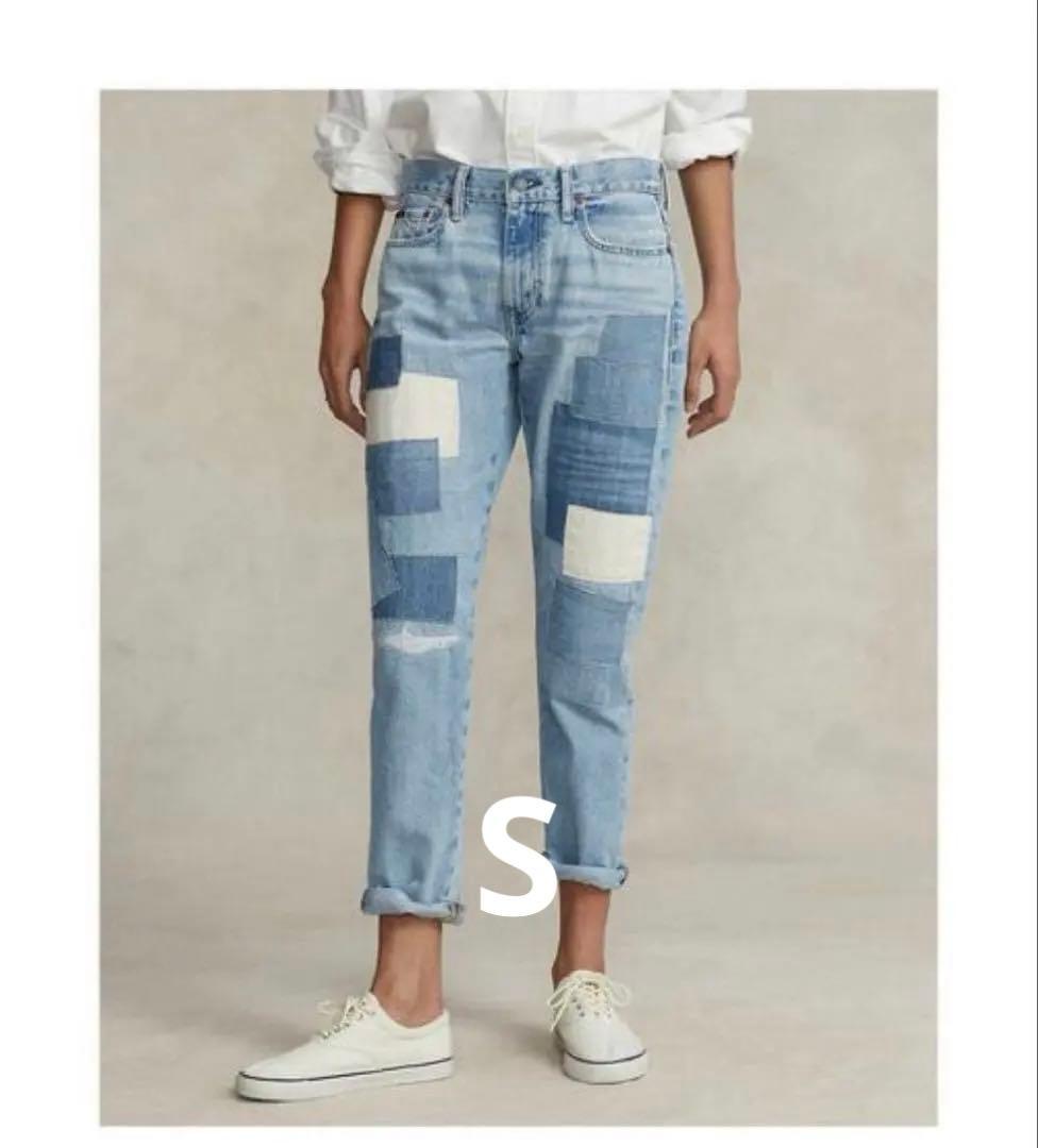 【本日お値引】ポロ　パッチワーク　デニム　ボーイフレンドジーンズ　ロゴ入り　25