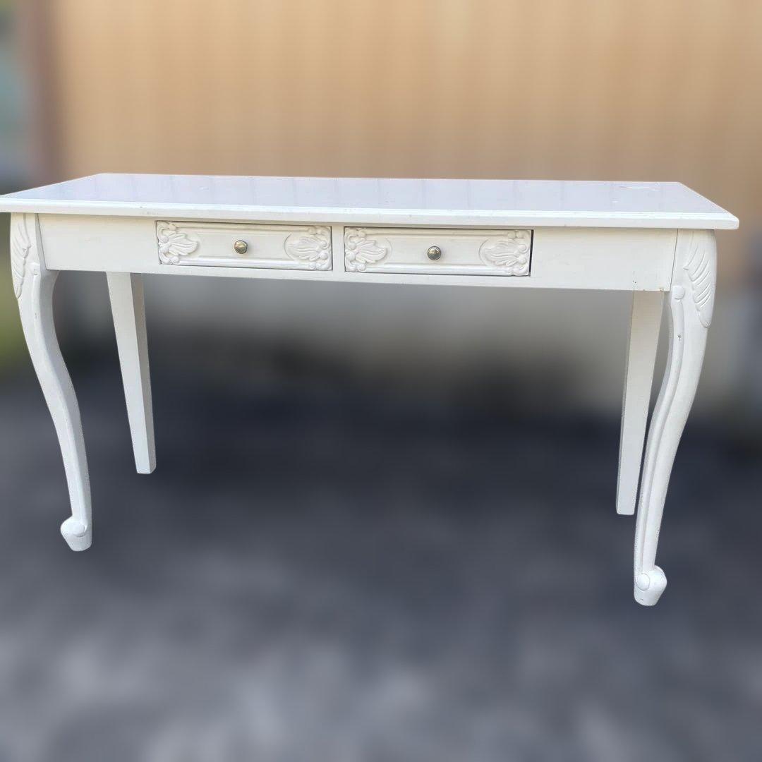 コンソールテーブル　ホワイト　ロココ調　猫脚　姫系　アンティーク調