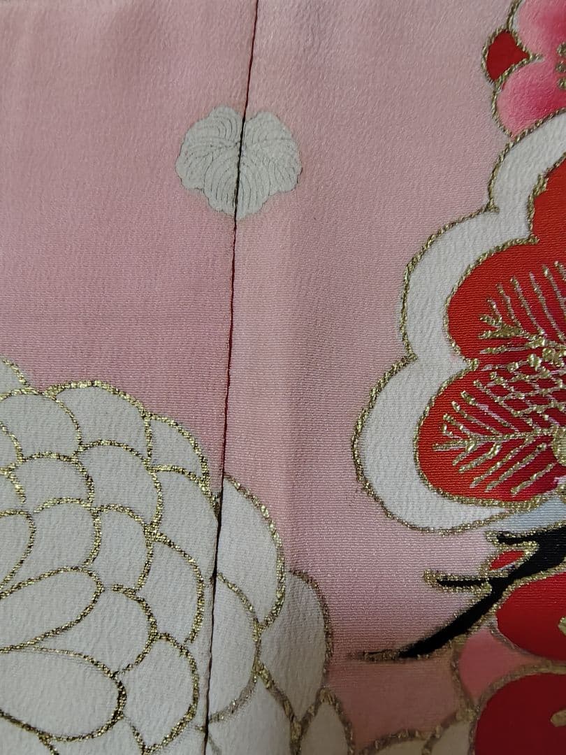 アンティーク振袖 ピンク 状態悪い 金駒刺繍　鳳凰 伝統柄振袖　牡丹刺繍　レトロ