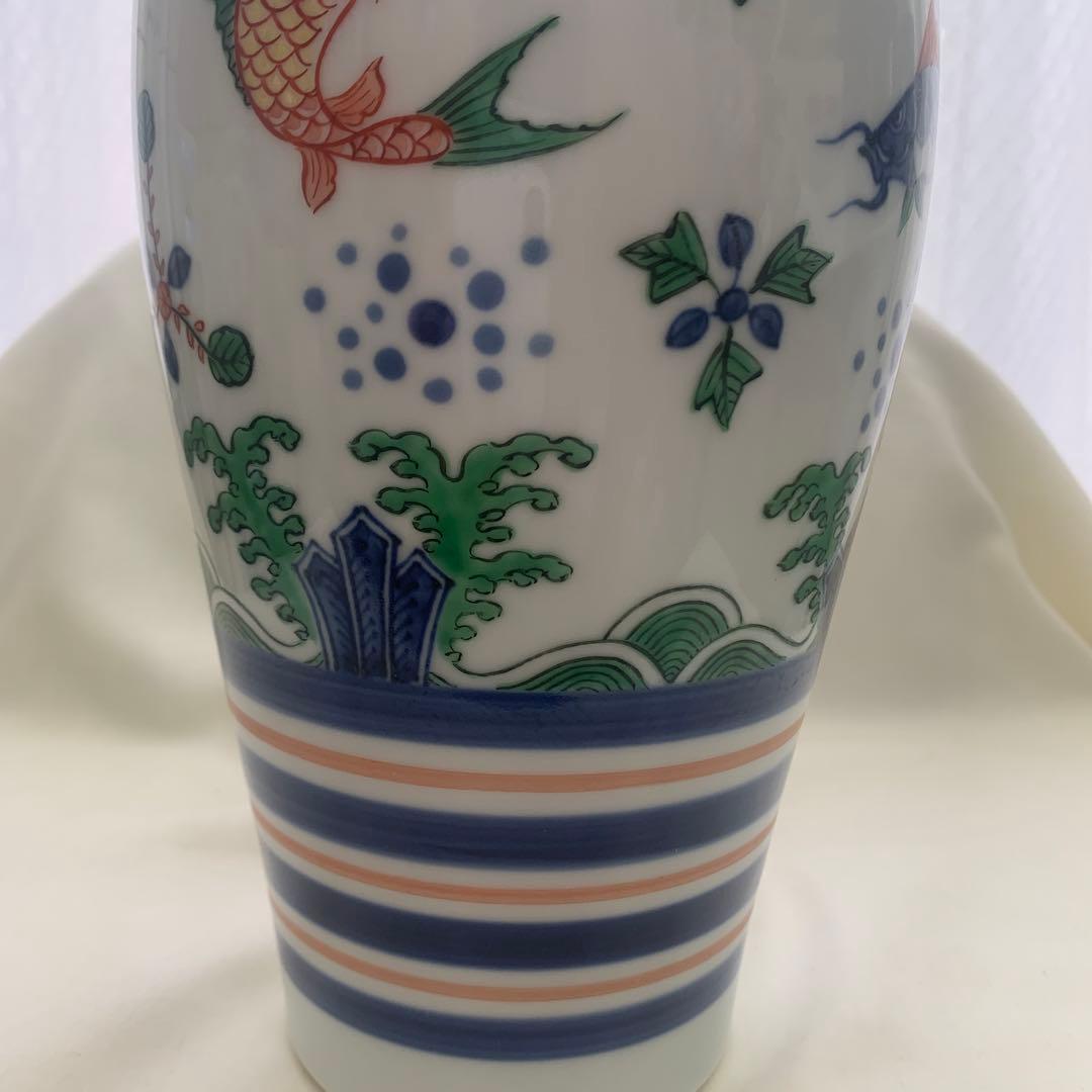 ◉本日限定◉五世　三浦竹泉　色絵遊魚紋　瓶子　花瓶　壺　共箱