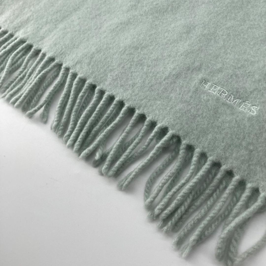 16125✨美品✨エルメス カシミヤ100%マフラー ライトブルー