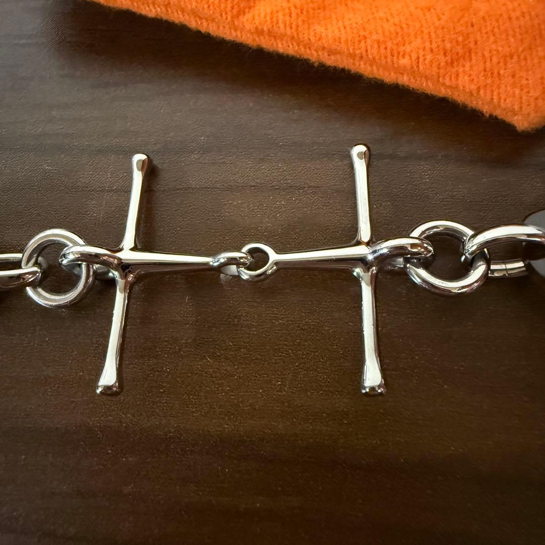 HERMES エルメス バッファローホーン シルバー Hチャーム ブレスレット
