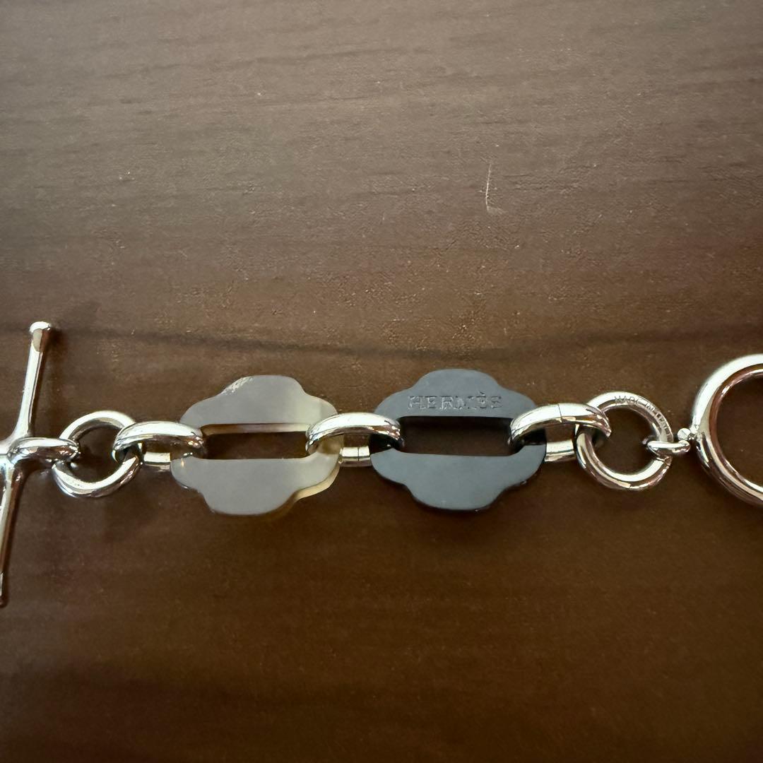 HERMES エルメス バッファローホーン シルバー Hチャーム ブレスレット