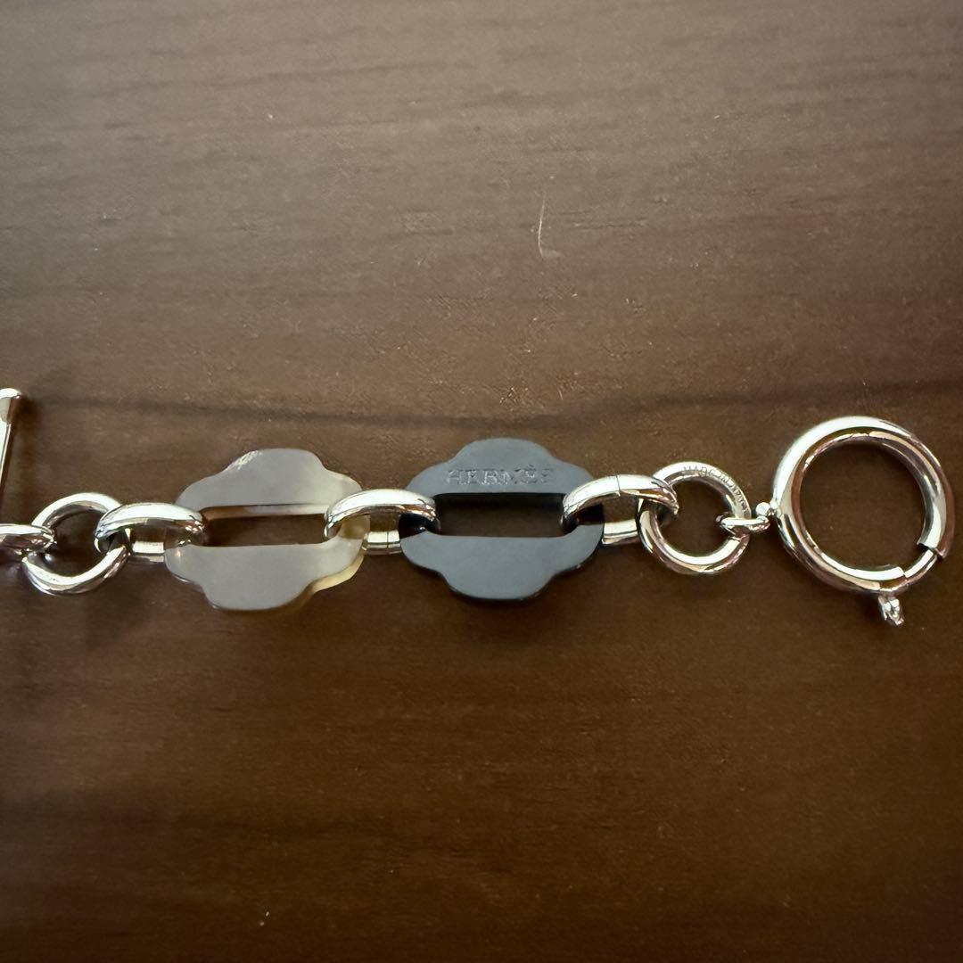 HERMES エルメス バッファローホーン シルバー Hチャーム ブレスレット