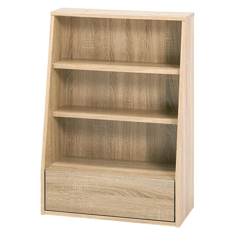 1cm刻みで調節引き出し付き本棚 ロー 幅60cm ナチュラル [8480]