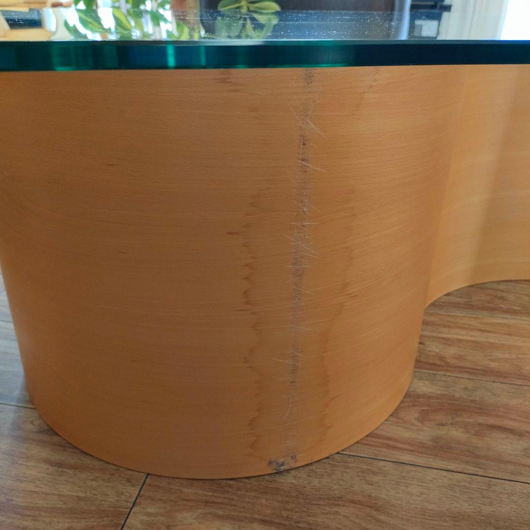 希少　北欧風　シモンズ　ガラステーブル　フィヨルド　ウェーブテーブル　モダン