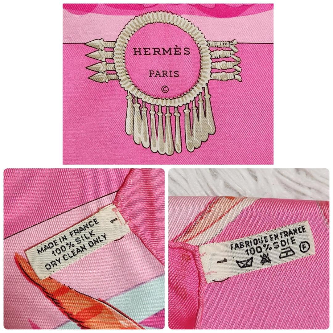 エルメス カレ90《メキシコ》大判スカーフ 羽根 仏像 宝石 シルク タグ付き