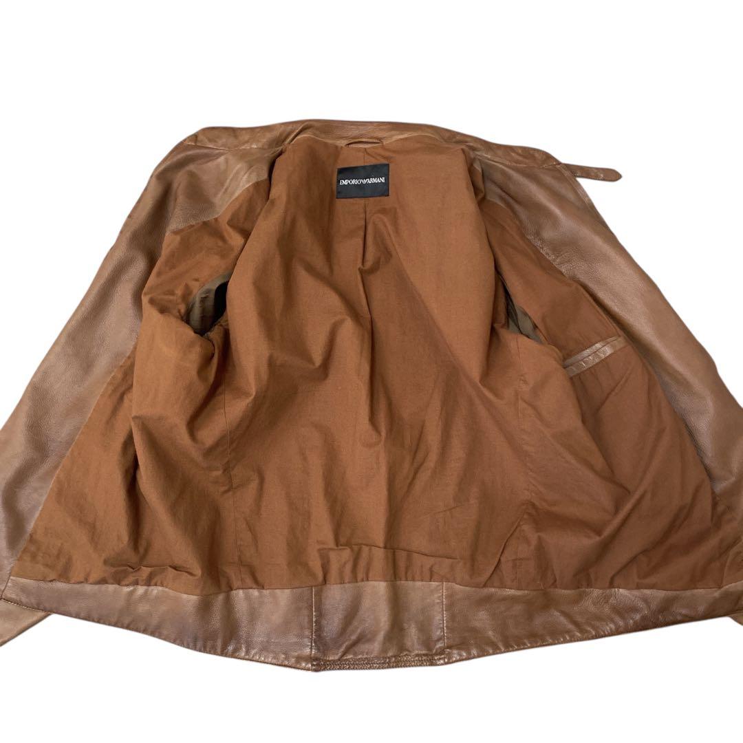 EMPORIO ARMANI ラムレザー　シングルライダースジャケット　XL