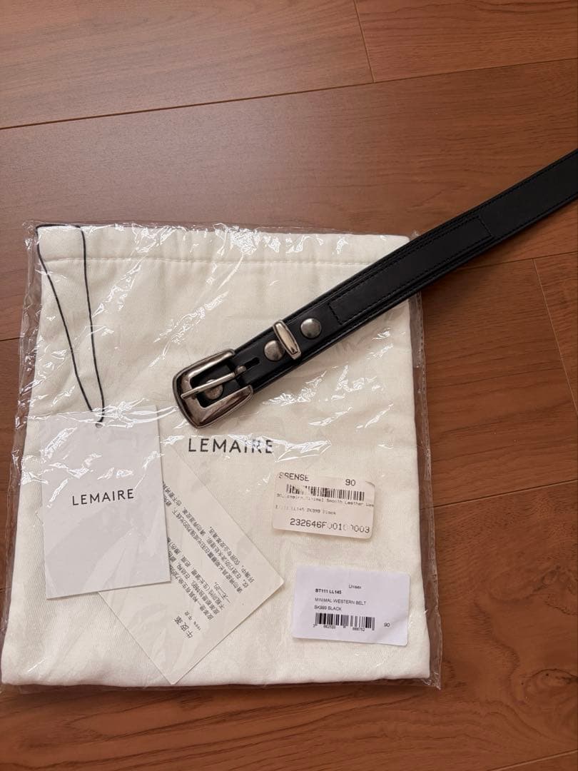 小物 LEMAIRE MINIMAL WESTERN BELT BLACK 90